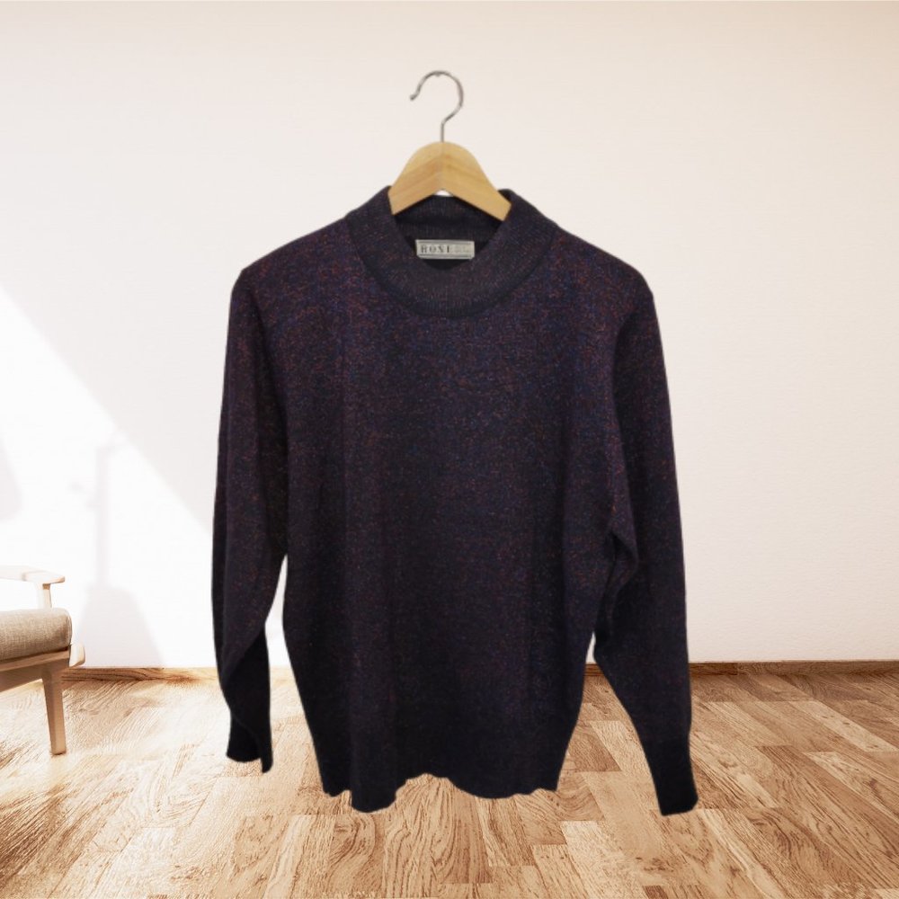 Vintage Sweater - Shimmery Blue, Black and Red